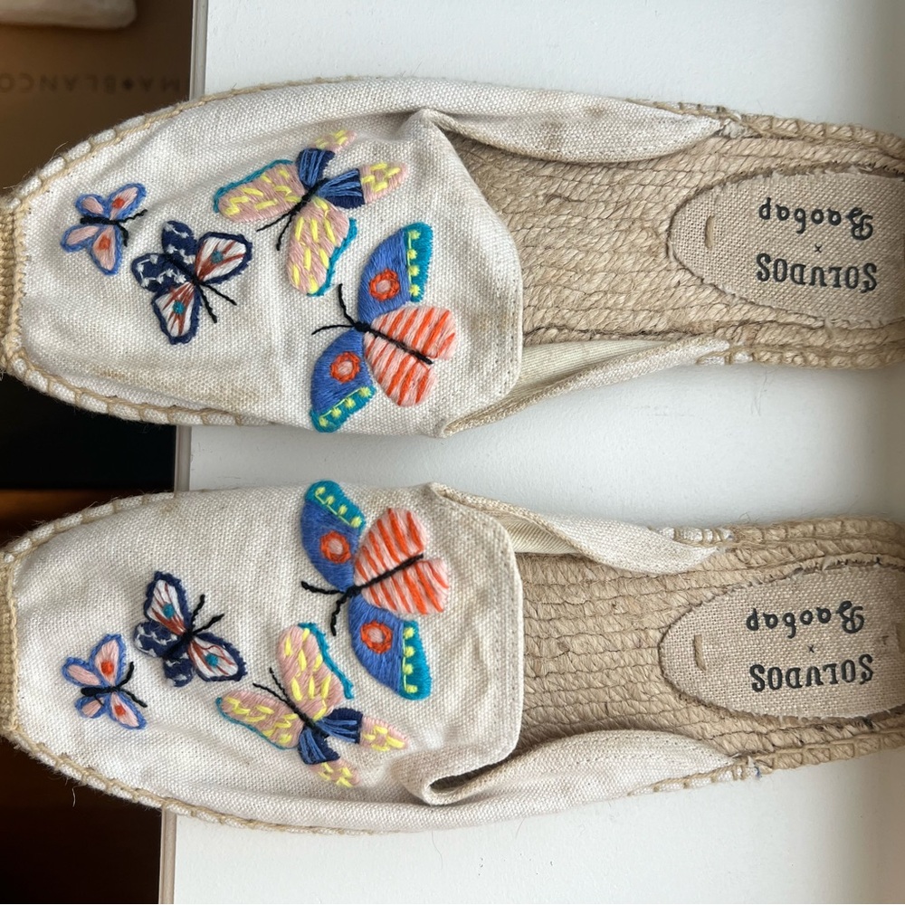 Soludos size 10 smoking slipper slide butterfly